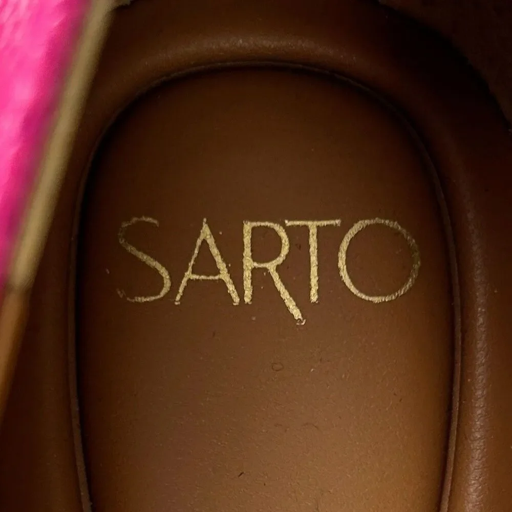 Franco Sarto Flexa Amaya Ballet Flats Hot Pink Embossed Square Toe Shoe NWOT 6.5